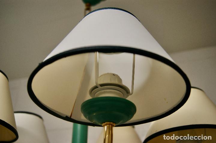 Vintage: lampara de techo verde y oro, con pantallas - Foto 5