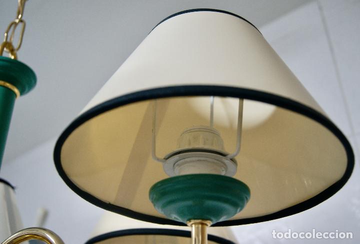Vintage: lampara de techo verde y oro, con pantallas - Foto 6