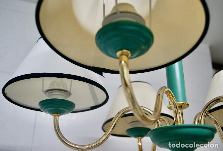 Vintage: lampara de techo verde y oro, con pantallas - Foto 7