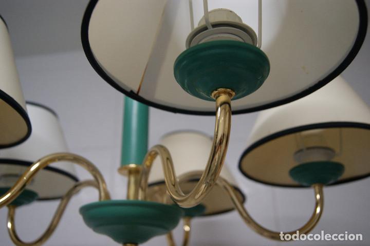 Vintage: lampara de techo verde y oro, con pantallas - Foto 8