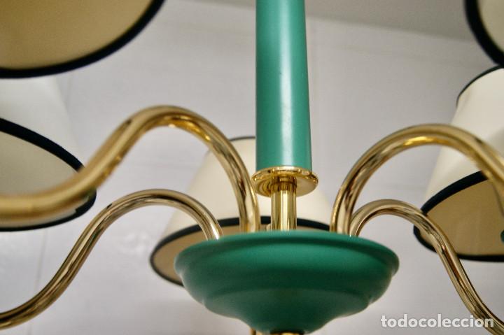 Vintage: lampara de techo verde y oro, con pantallas - Foto 10