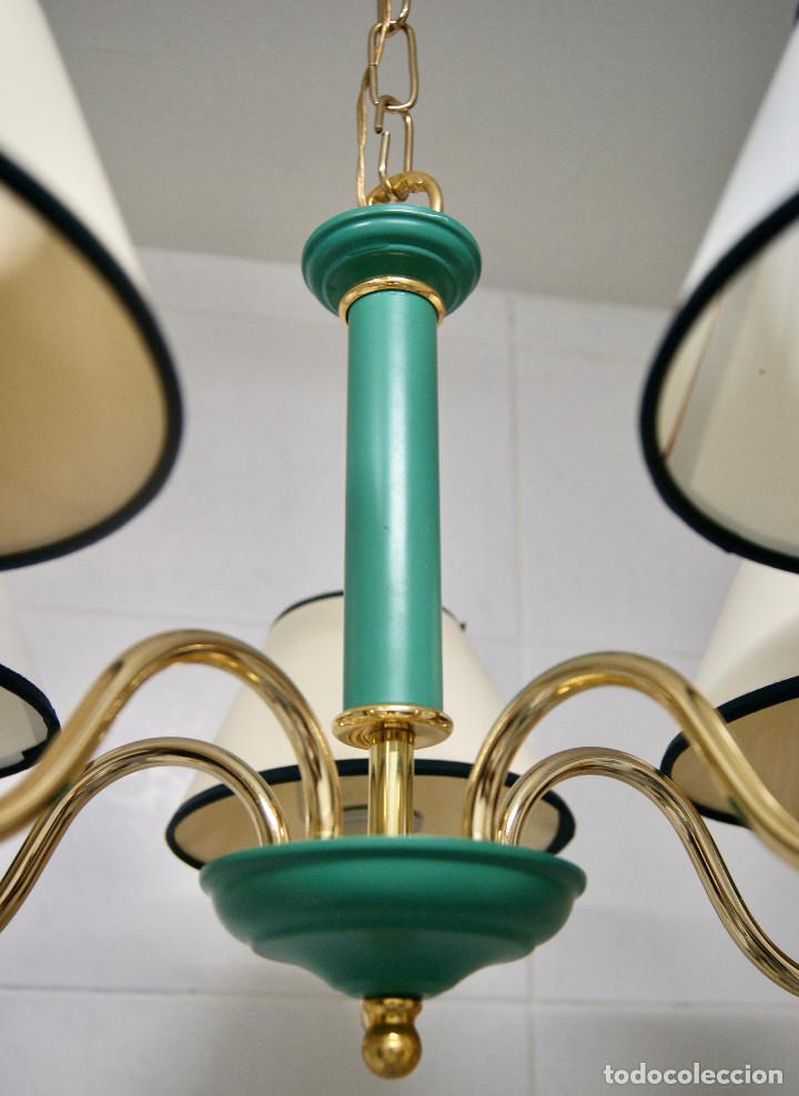 Vintage: lampara de techo verde y oro, con pantallas - Foto 11