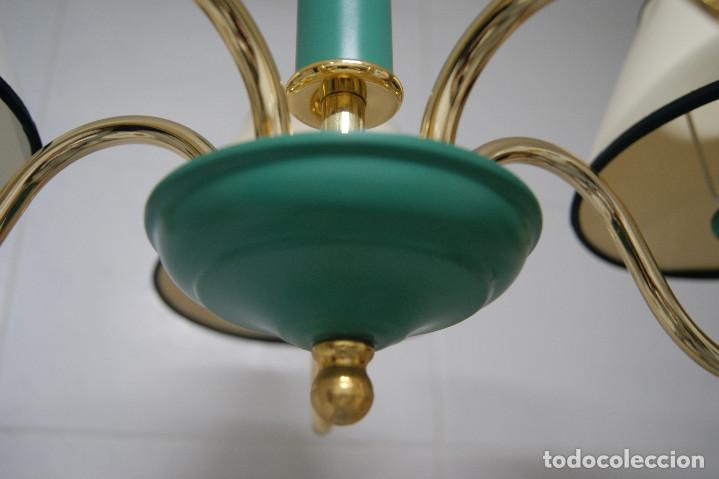 Vintage: lampara de techo verde y oro, con pantallas - Foto 12