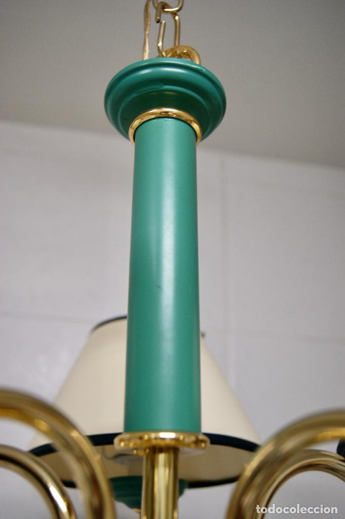 Vintage: lampara de techo verde y oro, con pantallas - Foto 13