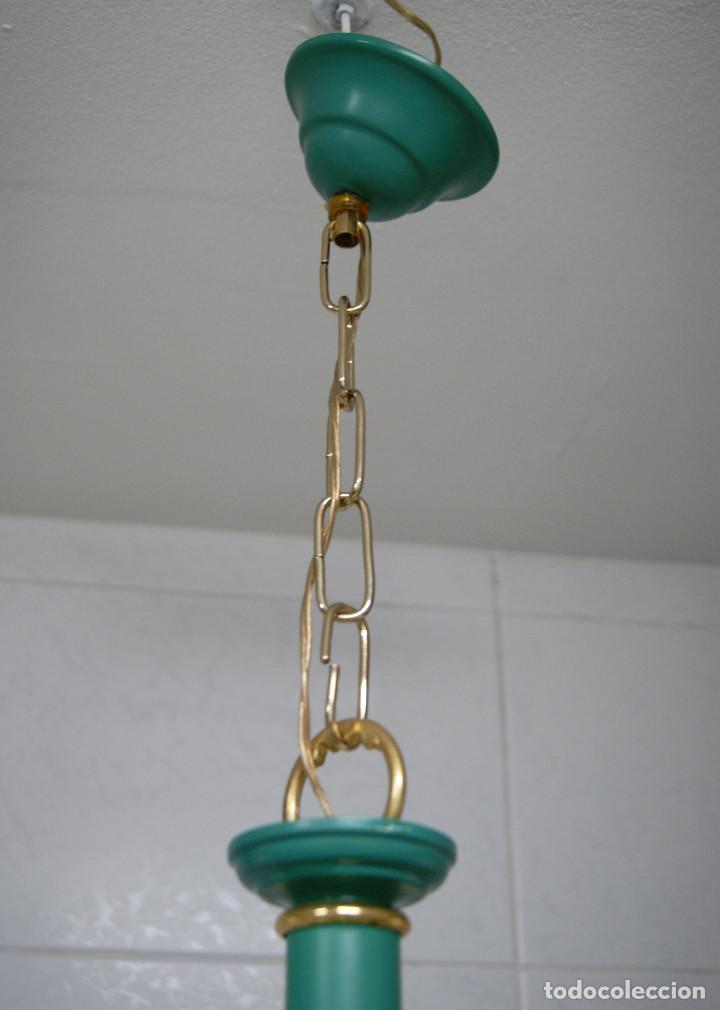 Vintage: lampara de techo verde y oro, con pantallas - Foto 14