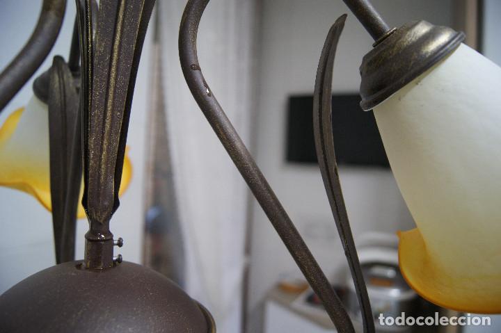 Vintage: lampara de techo marr&oacute;n y cristal - Foto 8