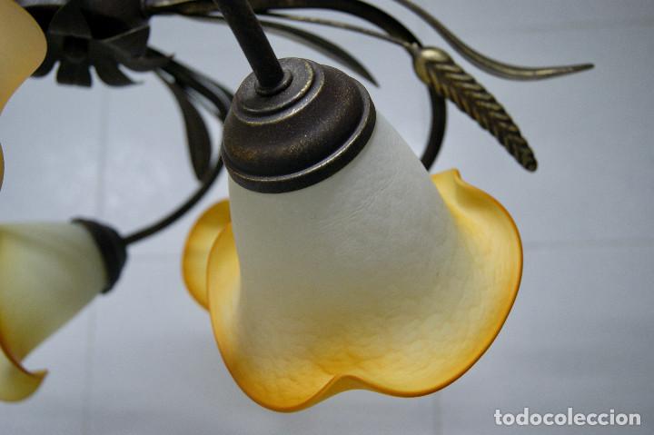 Vintage: lampara de techo marr&oacute;n y cristal - Foto 6