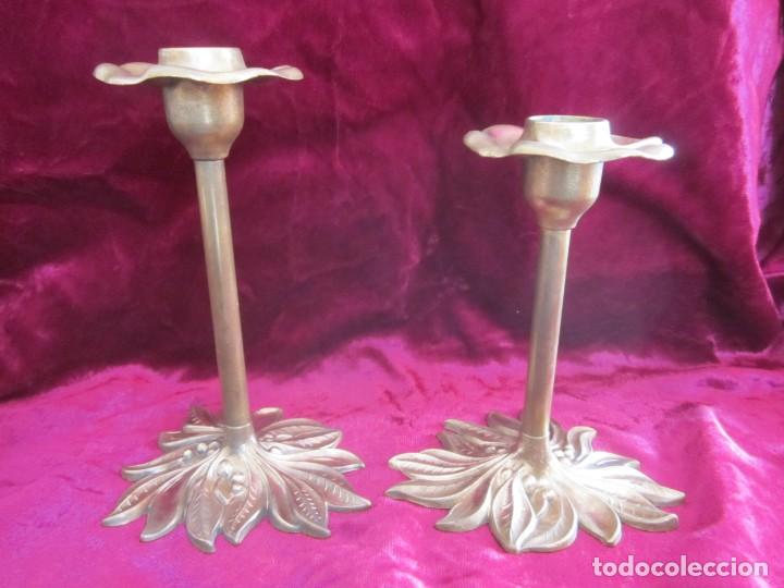 Vintage: PAREJA DE CANDELABROS ART NOUVEAU ESTILO - Foto 2