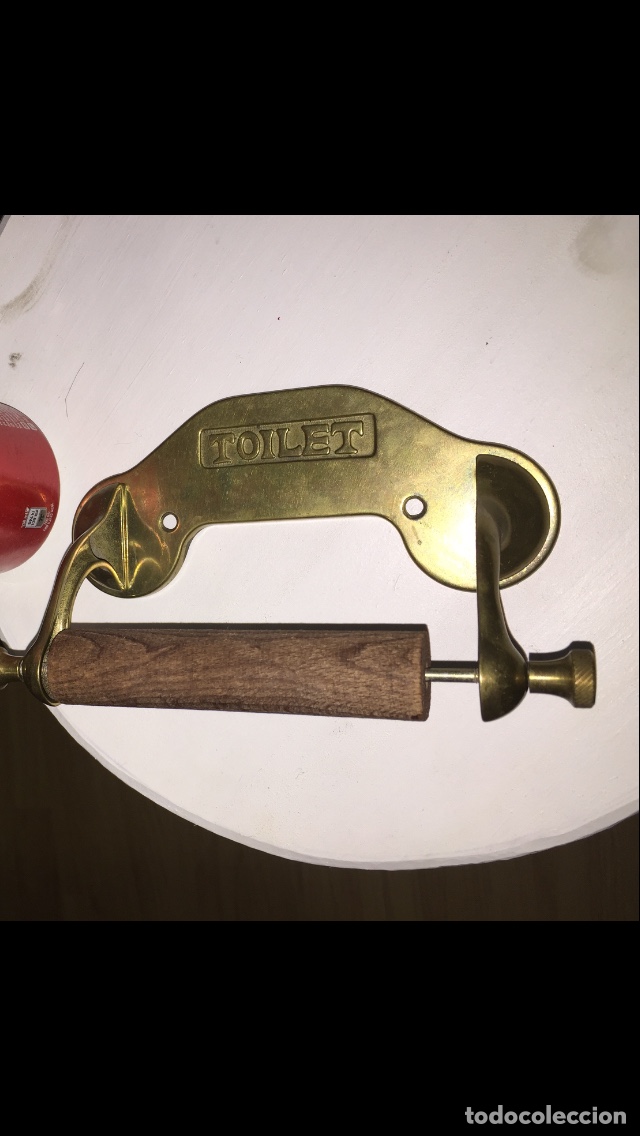 Vintage: Portarollo de wc de bronce naviero antiguo - Foto 1