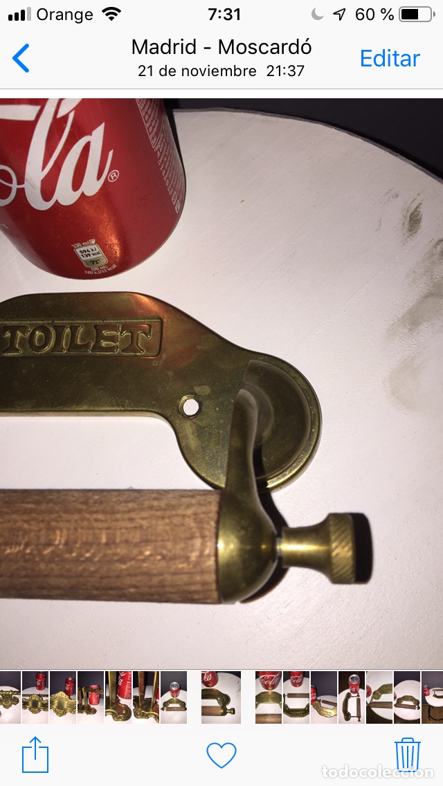 Vintage: Portarollo de wc de bronce naviero antiguo - Foto 3