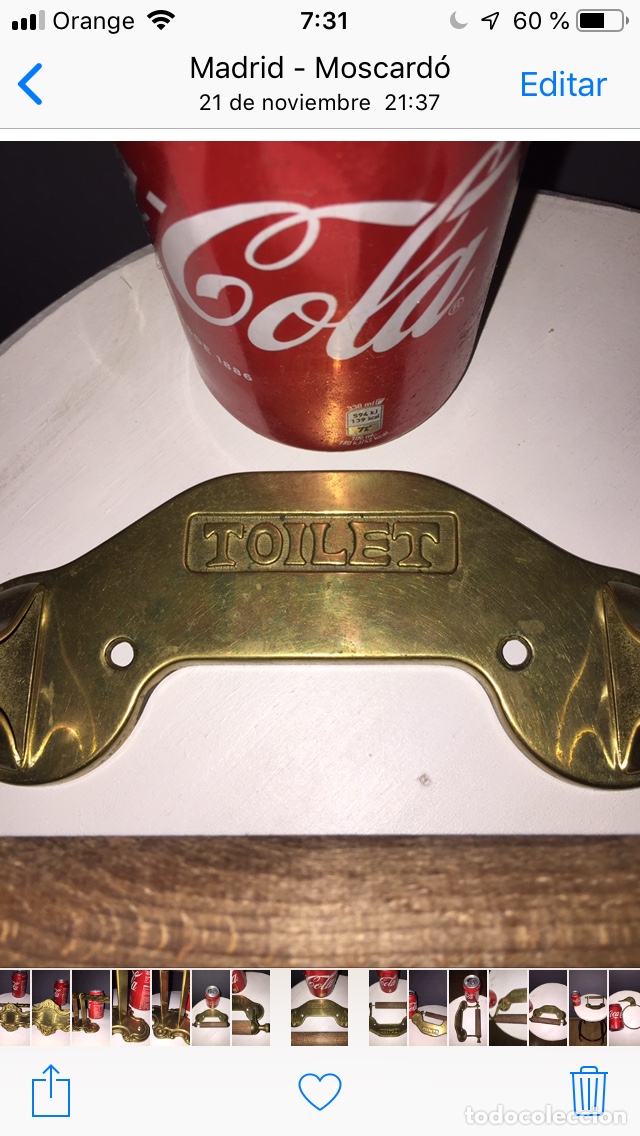 Vintage: Portarollo de wc de bronce naviero antiguo - Foto 4