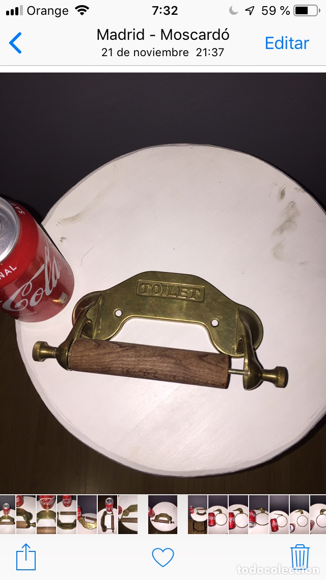 Vintage: Portarollo de wc de bronce naviero antiguo - Foto 9