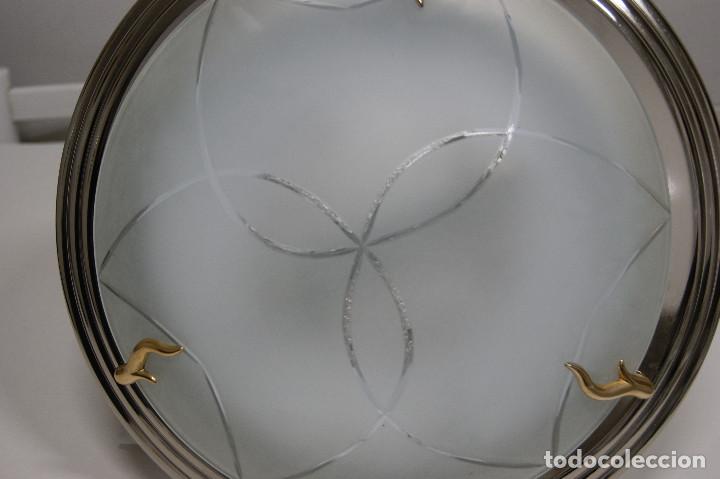 Vintage: aplique/plaf&oacute;n cromo, oro y cristal - Foto 4