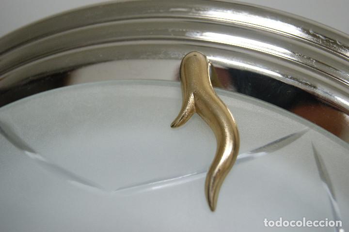 Vintage: aplique/plaf&oacute;n cromo, oro y cristal - Foto 7