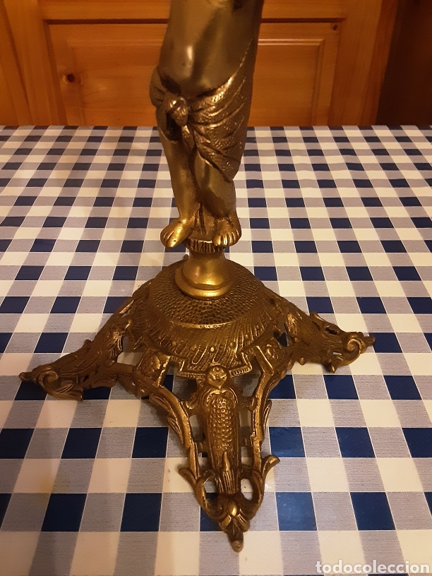 Vintage: Pareja de candelabros de bronce antiguos - Foto 6