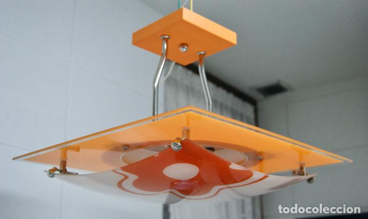 Vintage: lampara de techo tipo semiplaf&oacute;n naranja y blanco - Foto 2