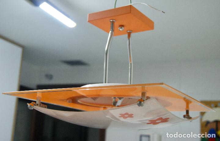 Vintage: lampara de techo tipo semiplaf&oacute;n naranja y blanco - Foto 5