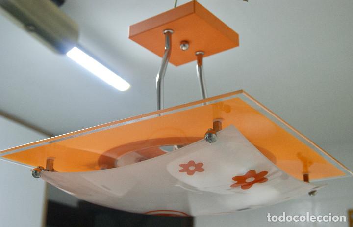 Vintage: lampara de techo tipo semiplaf&oacute;n naranja y blanco - Foto 6