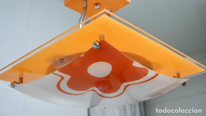 Vintage: lampara de techo tipo semiplaf&oacute;n naranja y blanco - Foto 7