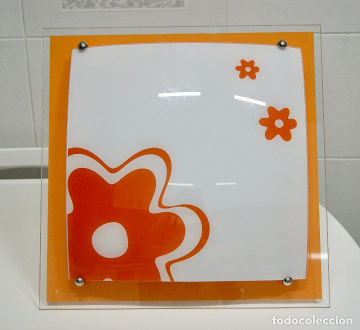 Vintage: aplique/plaf&oacute;n naranja y opal - Foto 1