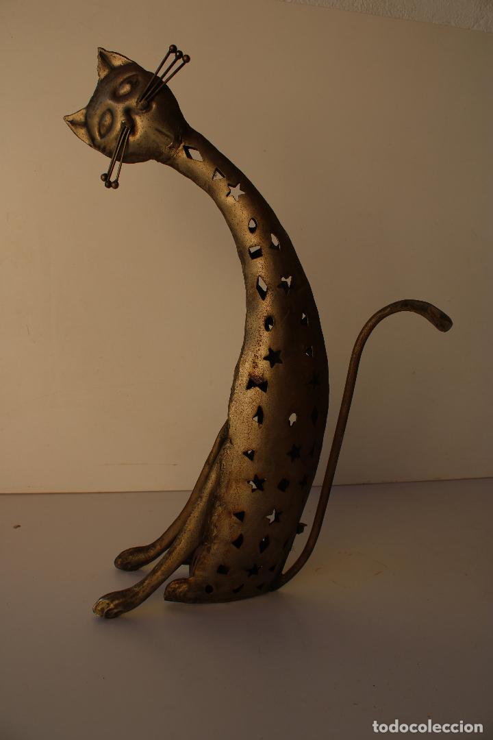 Vintage: gato farol de metal - Foto 1