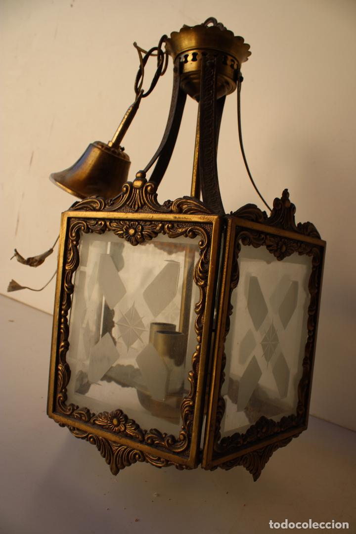 Vintage: lampara de techo farol de bronce - Foto 2