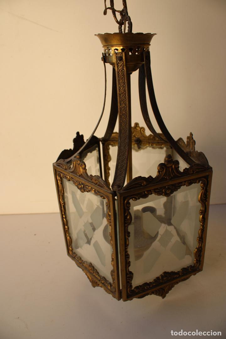 Vintage: lampara de techo farol de bronce - Foto 3