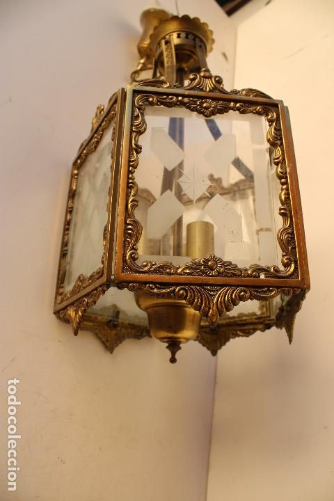 Vintage: lampara de techo farol de bronce - Foto 5