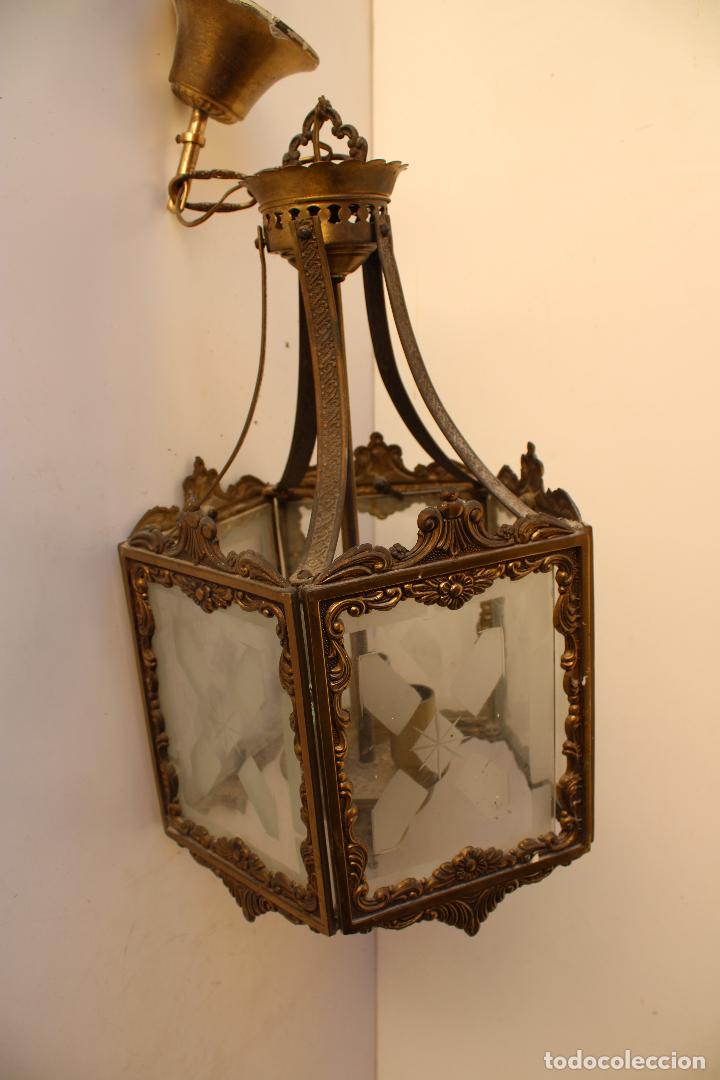 Vintage: lampara de techo farol de bronce - Foto 6
