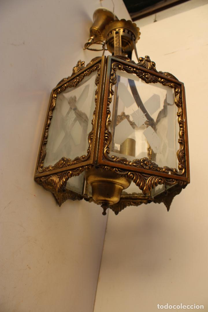 Vintage: lampara de techo farol de bronce - Foto 8