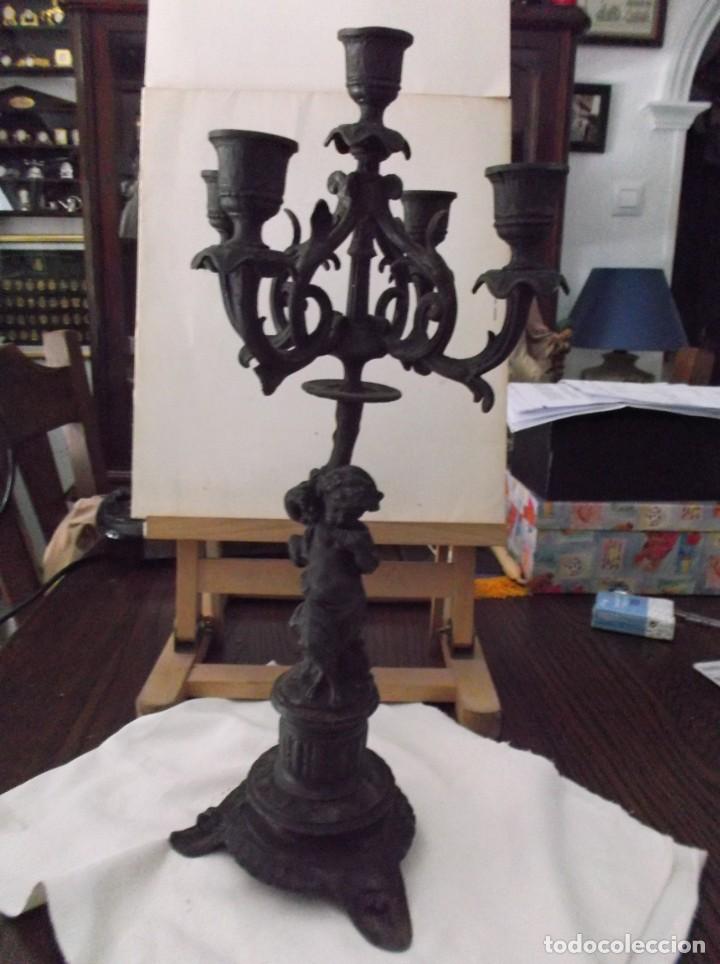 Vintage: CANDELABRO DE CINCO (5) BRAZOS DE CALAMINA - ANTIGUO. - Foto 1