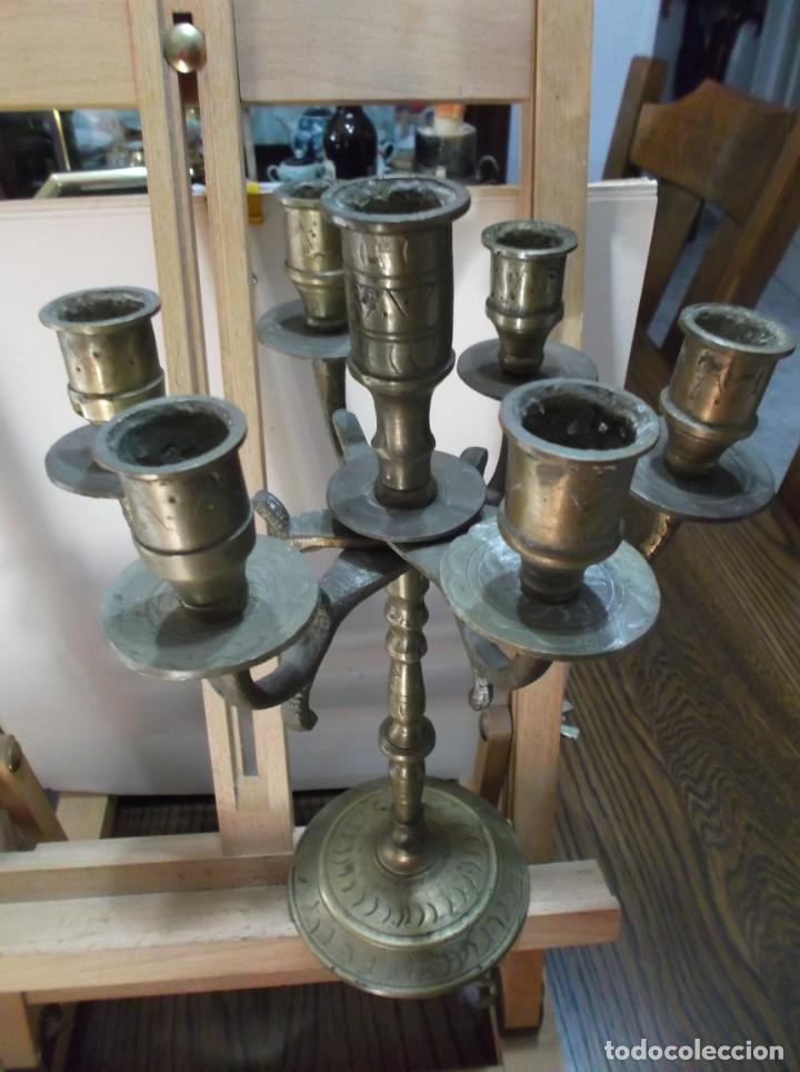 Vintage: CANDELABRO DE SIETE (7) BRAZOS DE BRONCE - ANTIGUO. - Foto 1