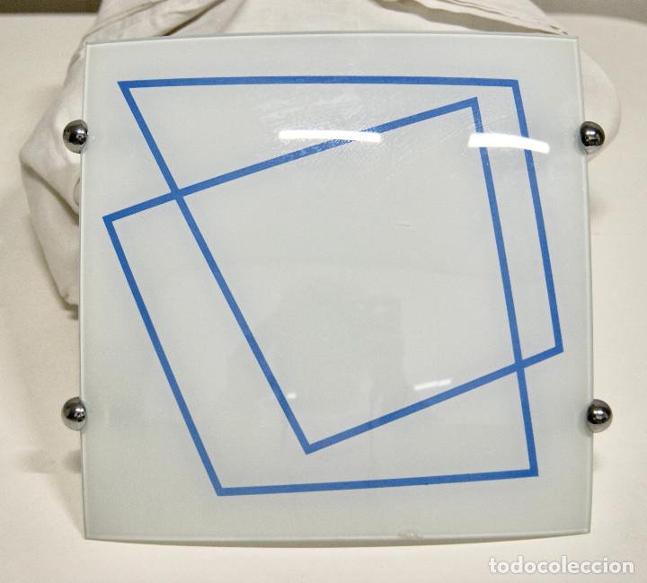 Vintage: aplique/plaf&oacute;n cromo, blanco y azul - Foto 1