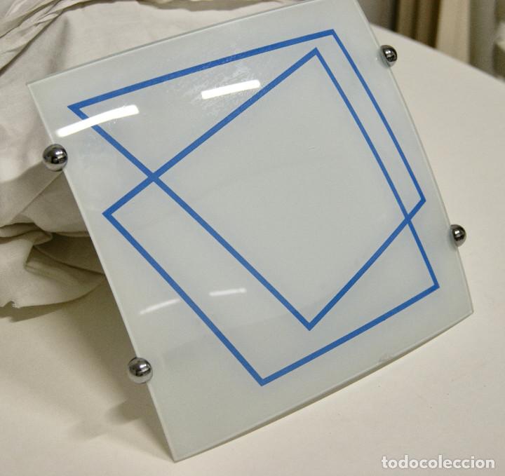 Vintage: aplique/plaf&oacute;n cromo, blanco y azul - Foto 2