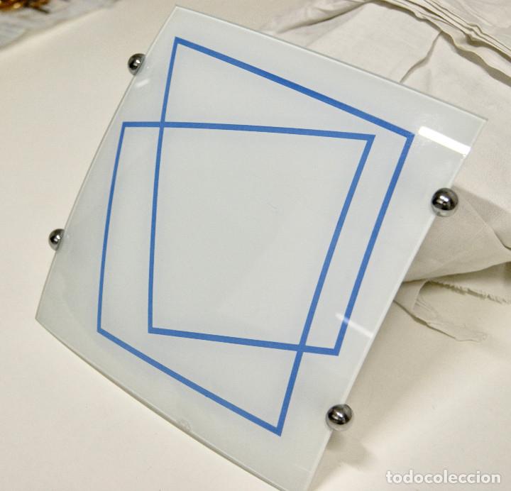 Vintage: aplique/plaf&oacute;n cromo, blanco y azul - Foto 3
