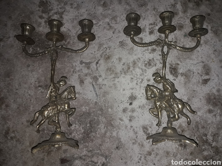 Vintage: Candelabros antiguos bronce - Foto 1