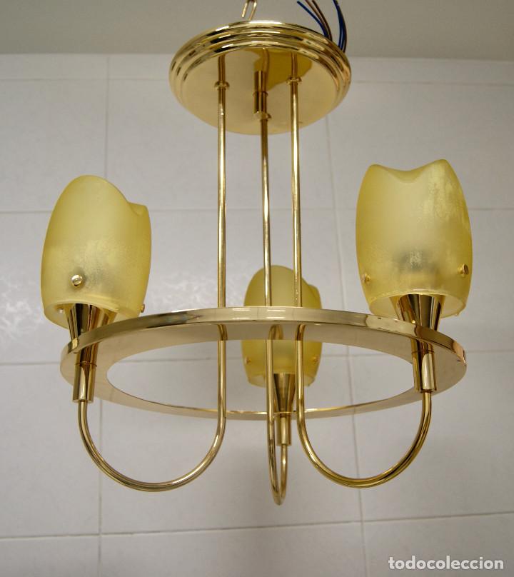 Vintage: lampara de techo dorada y cristal - Foto 1