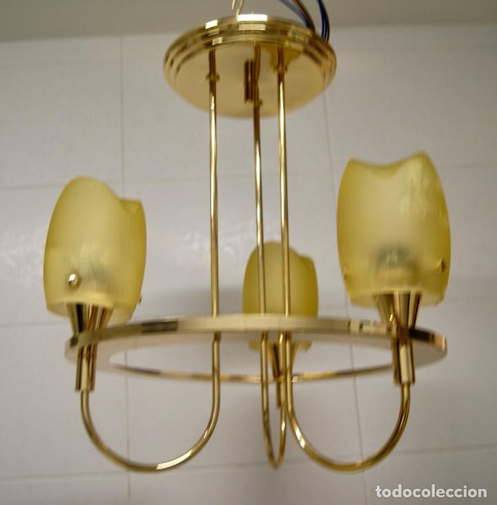 Vintage: lampara de techo dorada y cristal - Foto 2