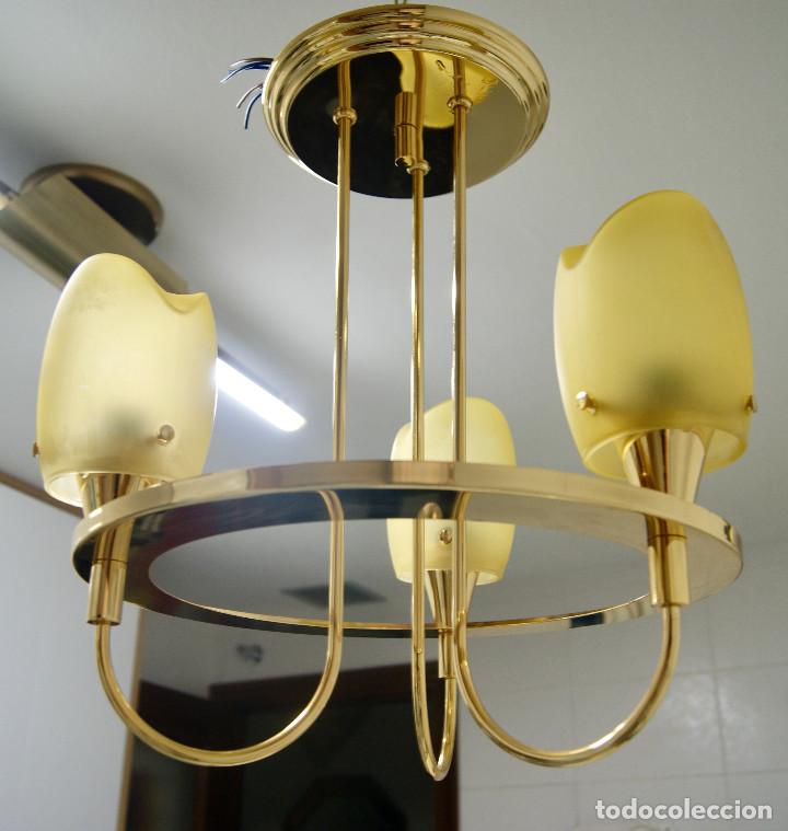 Vintage: lampara de techo dorada y cristal - Foto 6