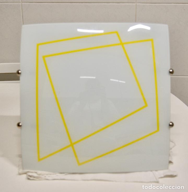 Vintage: aplique/plaf&oacute;n cromo, opal y amarillo - Foto 1