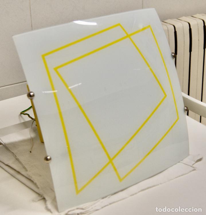 Vintage: aplique/plaf&oacute;n cromo, opal y amarillo - Foto 2