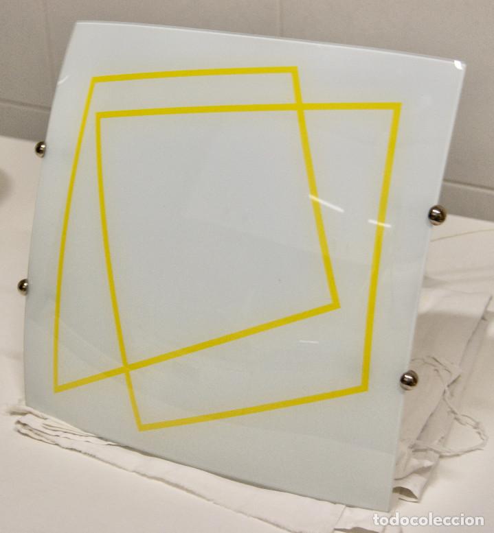 Vintage: aplique/plaf&oacute;n cromo, opal y amarillo - Foto 3