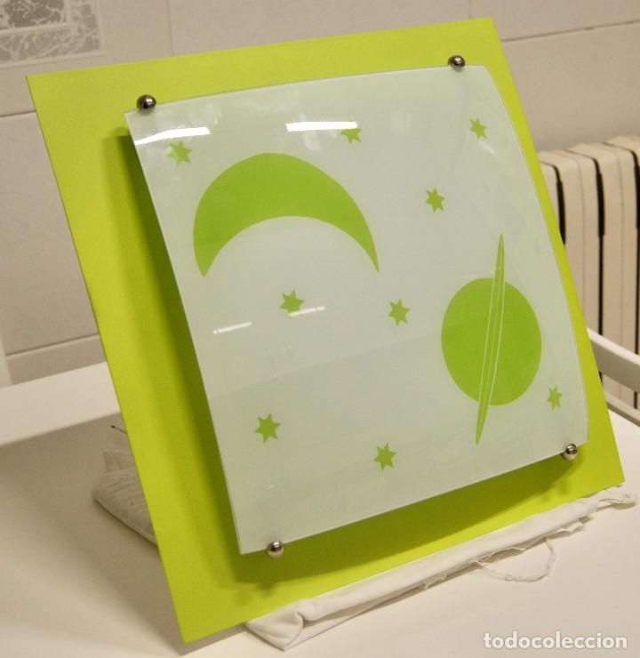 Vintage: aplique/plaf&oacute;n verde y cristal - Foto 2