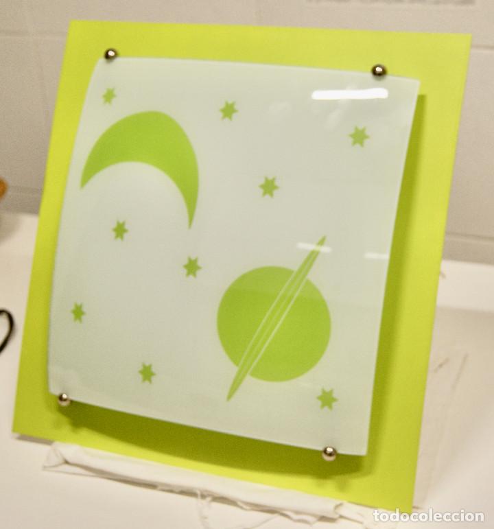 Vintage: aplique/plaf&oacute;n verde y cristal - Foto 3
