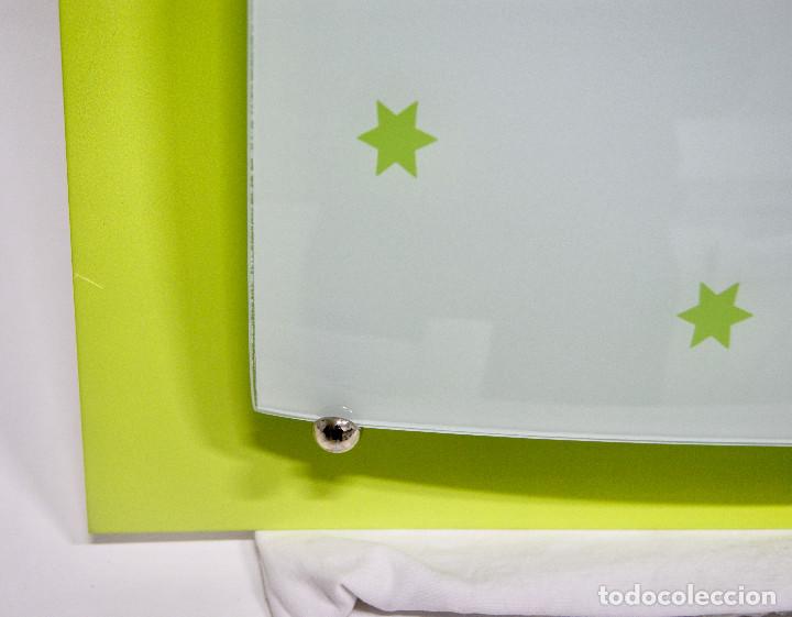 Vintage: aplique/plaf&oacute;n verde y cristal - Foto 6
