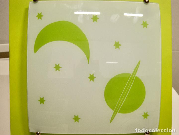Vintage: aplique/plaf&oacute;n verde y cristal - Foto 9