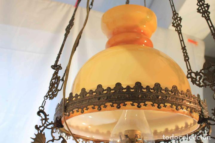 Vintage: LAMPARA TECHO QUINQUE NARANJA - Foto 7