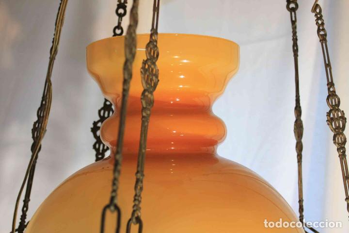 Vintage: LAMPARA TECHO QUINQUE NARANJA - Foto 11