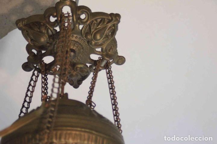 Vintage: LAMPARA TECHO QUINQUE NARANJA - Foto 13