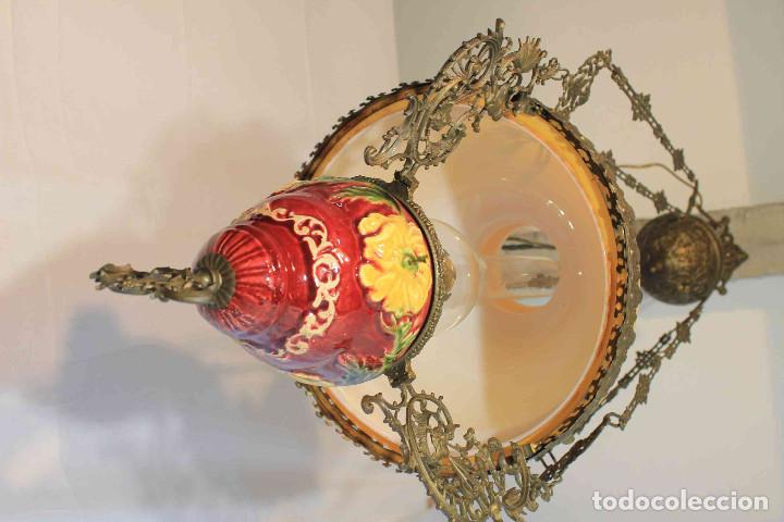 Vintage: LAMPARA TECHO QUINQUE NARANJA - Foto 15